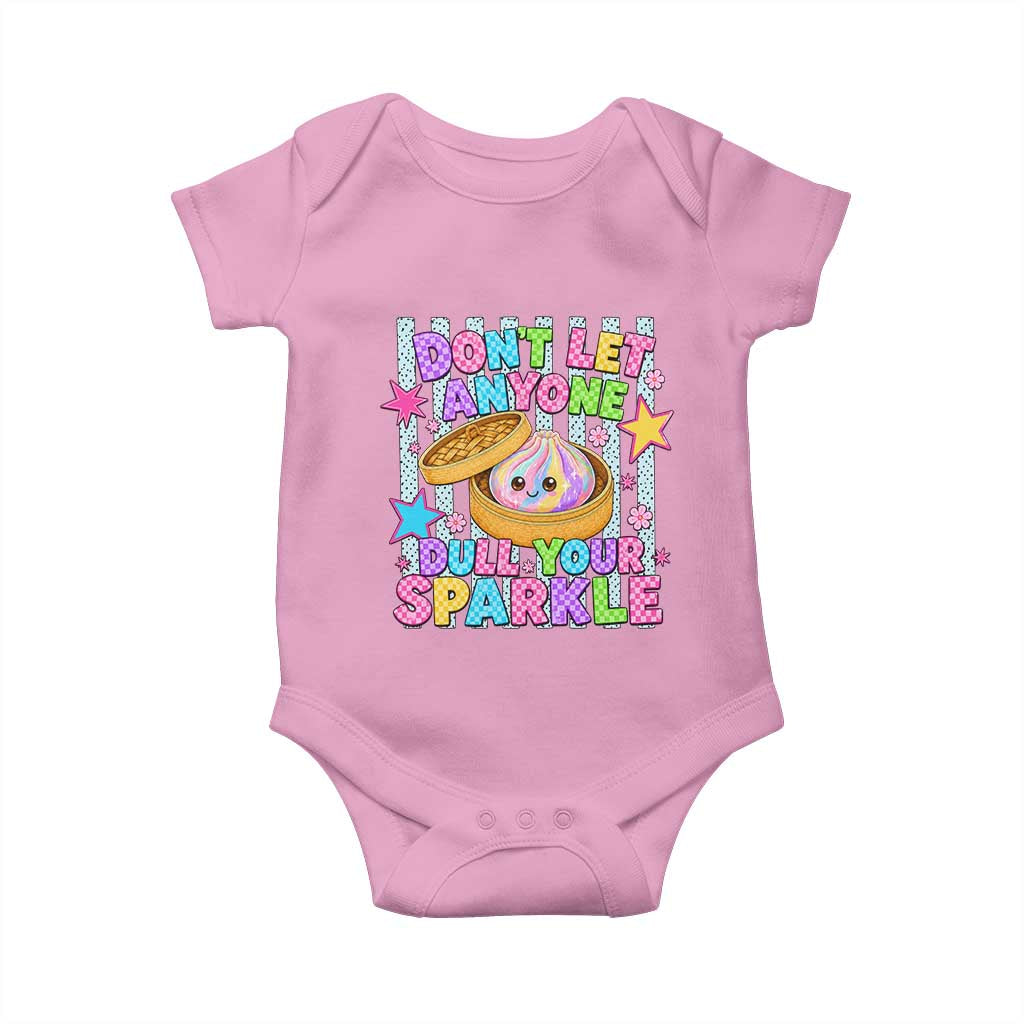 Squishy Lovers Baby Onesie Dont Let Anyone Dull Your Sparkle Cute Rainbow Dumpling Graphic TS10 Light Pink Print Your Wear