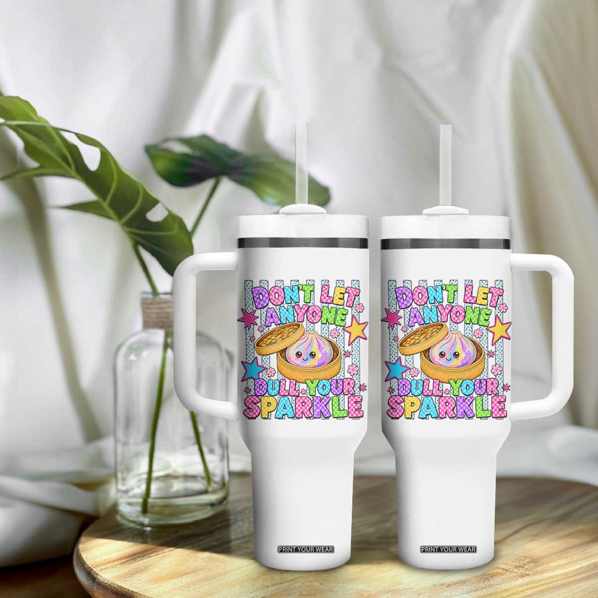Squishy Lovers Tumbler With Handle Dont Let Anyone Dull Your Sparkle Cute Rainbow Dumpling Graphic TS10 Print Your Wear