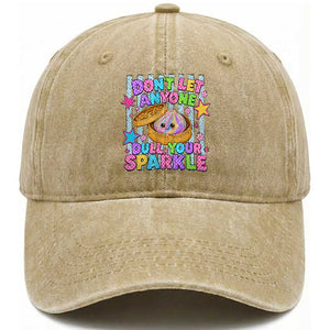 Squishy Lovers Washed Cotton Baseball Cap Dont Let Anyone Dull Your Sparkle Cute Rainbow Dumpling Graphic TS10 Print Your Wear