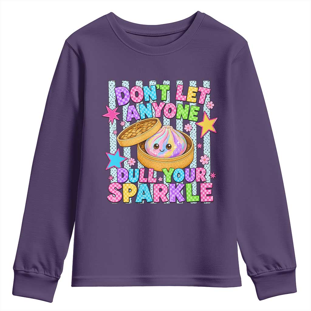 Squishy Lovers Youth Sweatshirt Dont Let Anyone Dull Your Sparkle Cute Rainbow Dumpling Graphic TS10 Purple Print Your Wear