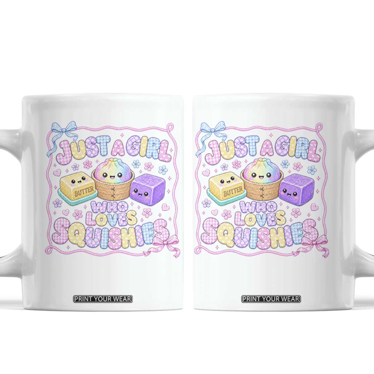 Just A Girl Who Loves Squishies Coffee Mug Squishy Lovers Kawaii Dumpling Graphic Coquette Bow Girls TS10 White Print Your Wear