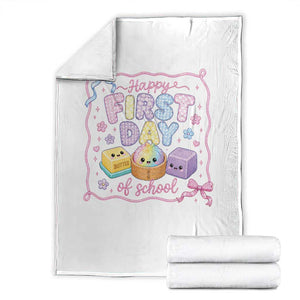 Happy First Day Of School Cute Kawaii Squishy Back To School Graphic Throw Blanket TS10 White Print Your Wear