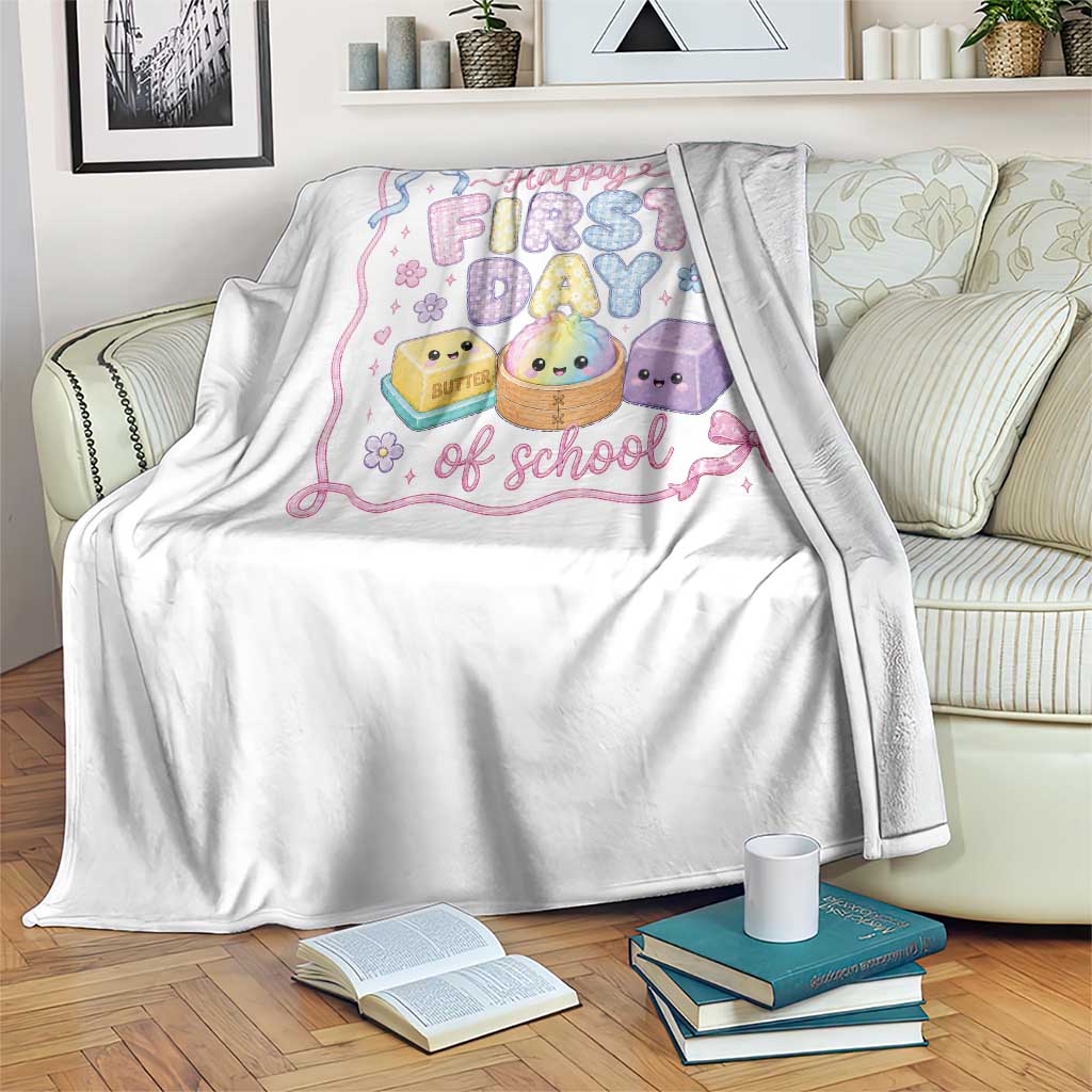 Happy First Day Of School Cute Kawaii Squishy Back To School Graphic Throw Blanket TS10 Print Your Wear
