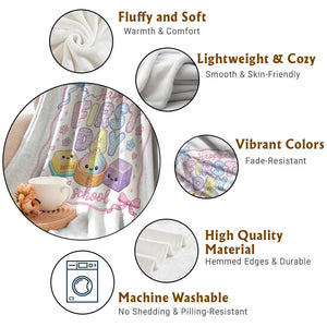 Happy First Day Of School Cute Kawaii Squishy Back To School Graphic Throw Blanket TS10 Print Your Wear