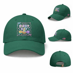 Happy First Day Of School Cute Kawaii Squishy Back To School Graphic Baseball Cap TS10 Baseball Cap Universal Fit Irish Green Print Your Wear