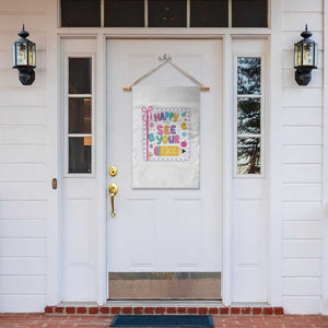 Happy To See Your Face Cute Teacher Back To School Graphic Garden Flag TS10 Print Your Wear