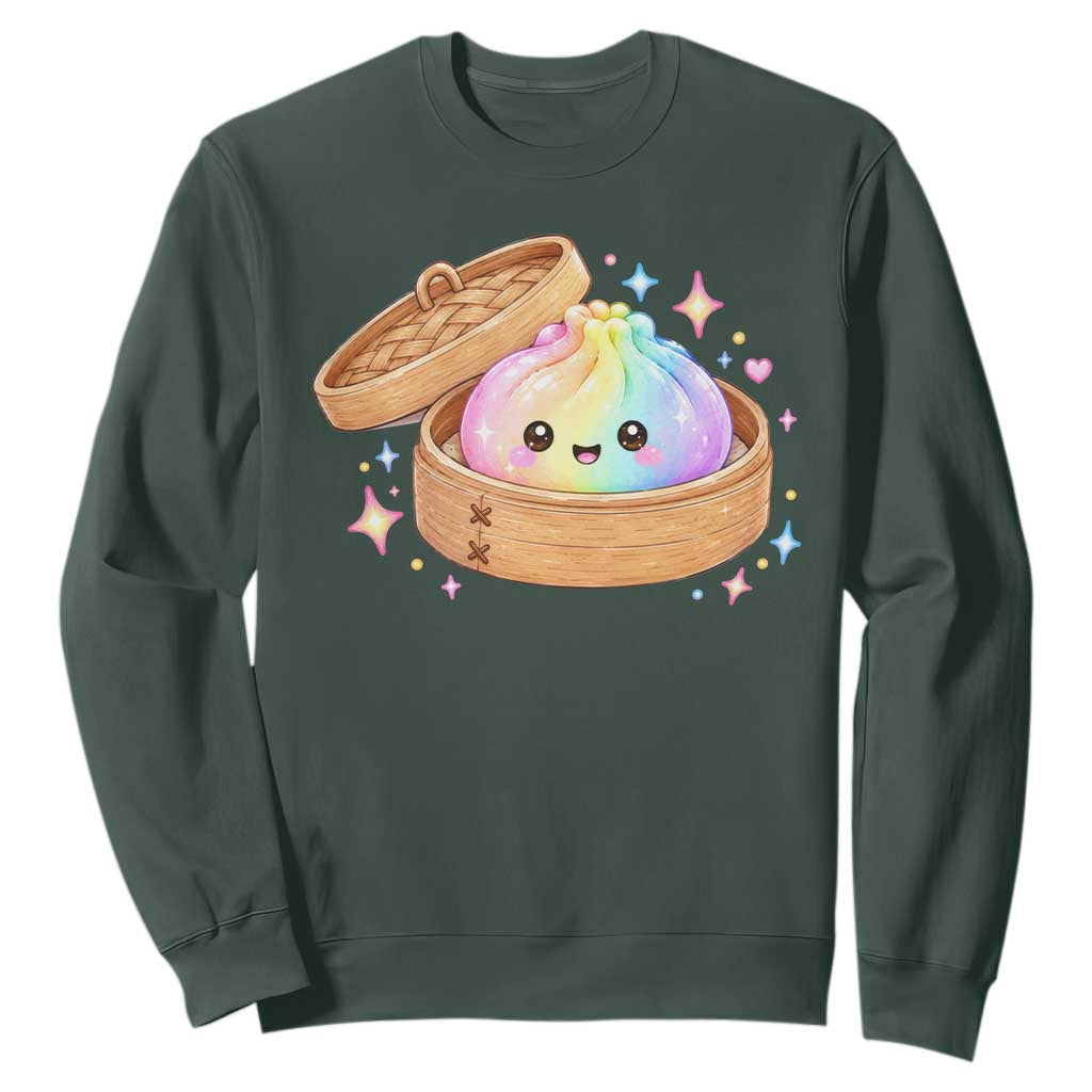 Cute Rainbow Dumpling Squishy Sweatshirt Kawaii Graphic TS10 Dark Forest Green Print Your Wear