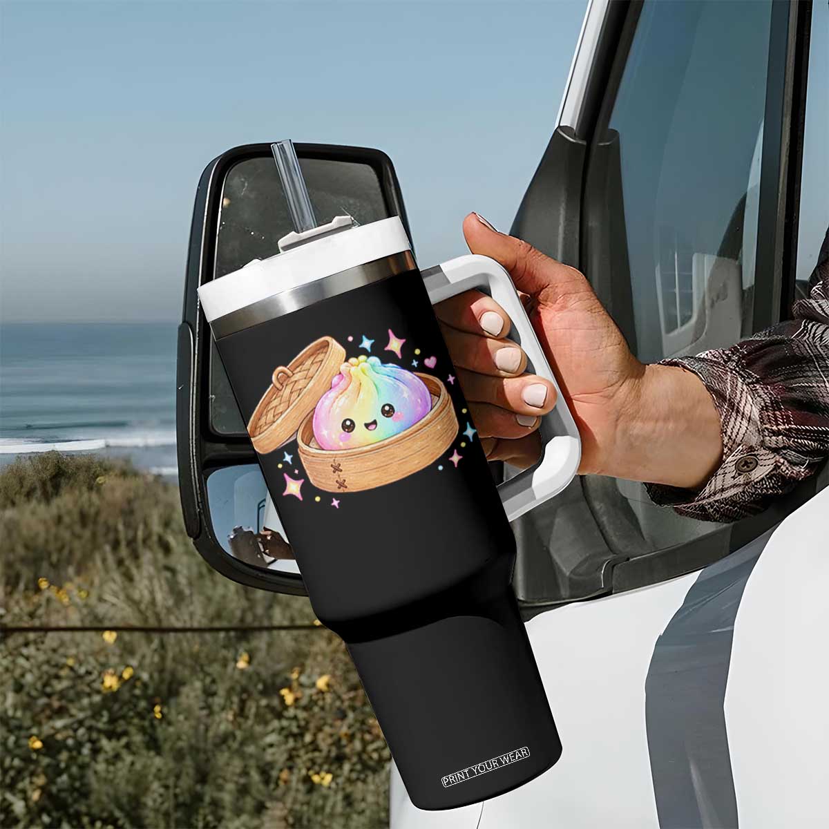Cute Rainbow Dumpling Squishy Tumbler With Handle Kawaii Graphic TS10 Print Your Wear