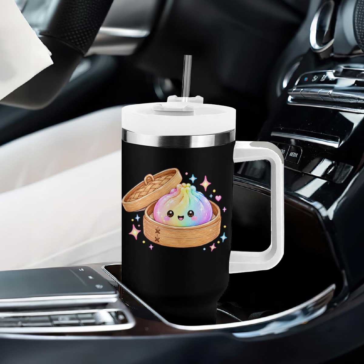 Cute Rainbow Dumpling Squishy Tumbler With Handle Kawaii Graphic TS10 Print Your Wear