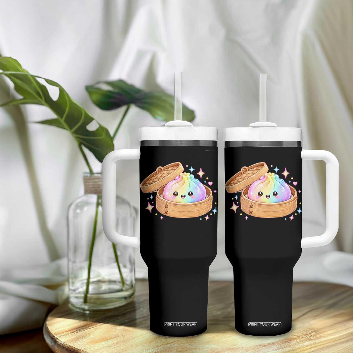 Cute Rainbow Dumpling Squishy Tumbler With Handle Kawaii Graphic TS10 Print Your Wear