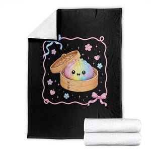 Squishy Lovers Throw Blanket Cute Dumpling Graphic Coquette Bow Girls TS10 Black Print Your Wear
