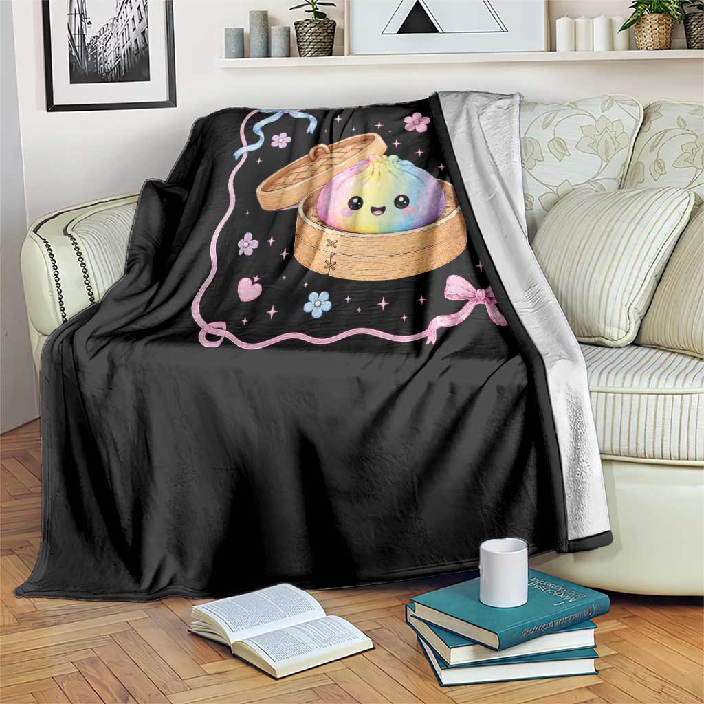 Squishy Lovers Throw Blanket Cute Dumpling Graphic Coquette Bow Girls TS10 Print Your Wear