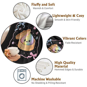Squishy Lovers Throw Blanket Cute Dumpling Graphic Coquette Bow Girls TS10 Print Your Wear
