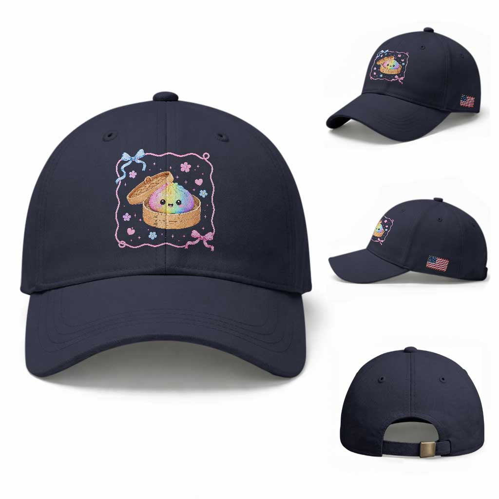 Squishy Lovers Baseball Cap Cute Dumpling Graphic Coquette Bow Girls TS10 Baseball Cap Universal Fit Navy Print Your Wear
