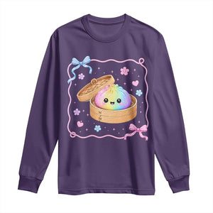 Squishy Lovers Long Sleeve Shirt Cute Dumpling Graphic Coquette Bow Girls TS10 Purple Print Your Wear
