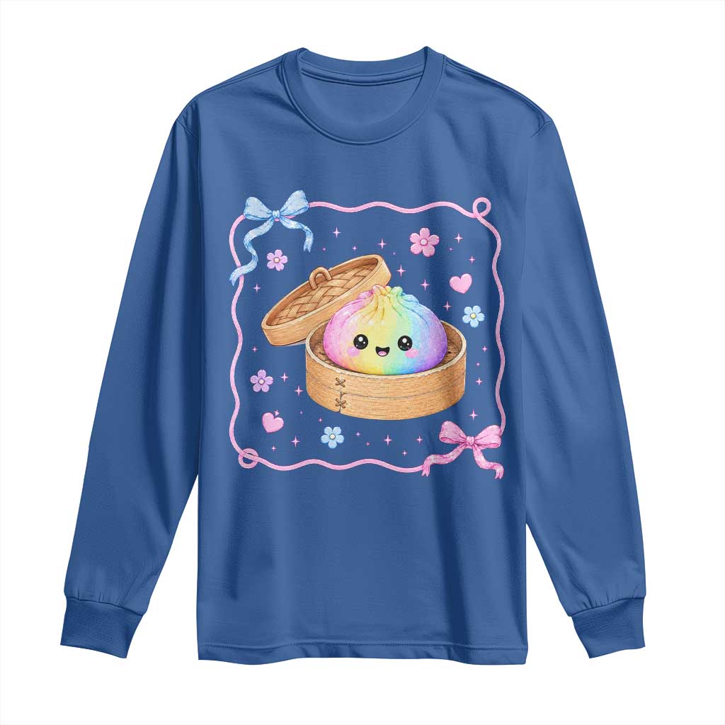 Squishy Lovers Long Sleeve Shirt Cute Dumpling Graphic Coquette Bow Girls TS10 Royal Blue Print Your Wear