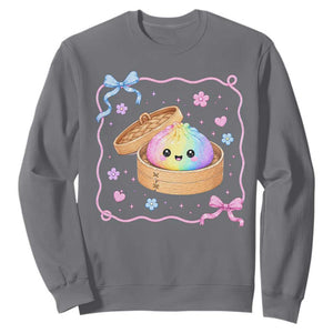 Squishy Lovers Sweatshirt Cute Dumpling Graphic Coquette Bow Girls TS10 Charcoal Print Your Wear