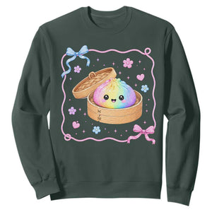 Squishy Lovers Sweatshirt Cute Dumpling Graphic Coquette Bow Girls TS10 Dark Forest Green Print Your Wear