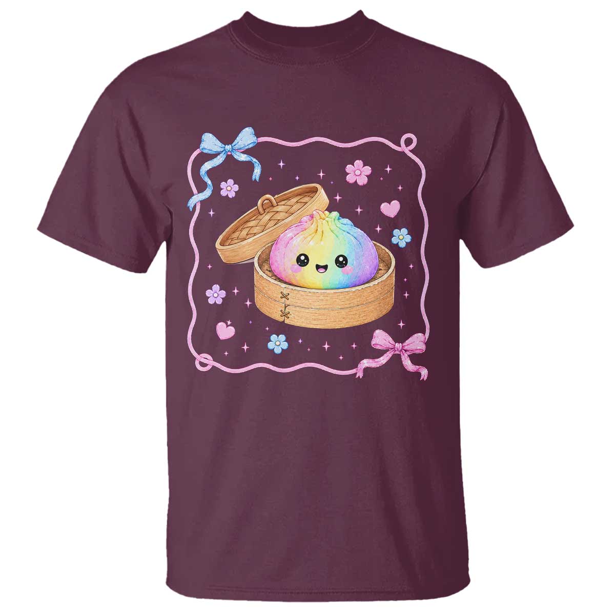 Squishy Lovers T Shirt Cute Dumpling Graphic Coquette Bow Girls TS10 Maroon Print Your Wear