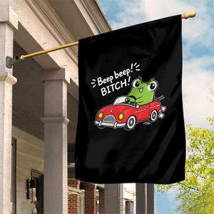 Beep Beep Frog Garden Flag Funny Driving Frog Red Convertible Car Graphic TS10 Print Your Wear