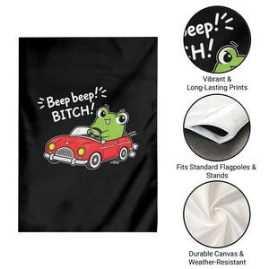 Beep Beep Frog Garden Flag Funny Driving Frog Red Convertible Car Graphic TS10 Print Your Wear