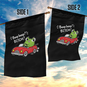 Beep Beep Frog Garden Flag Funny Driving Frog Red Convertible Car Graphic TS10 Print Your Wear