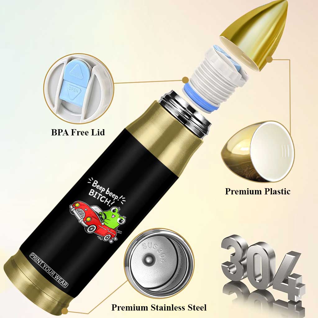 Beep Beep Frog Bullet Tumbler Funny Driving Frog Red Convertible Car Graphic TS10 Print Your Wear