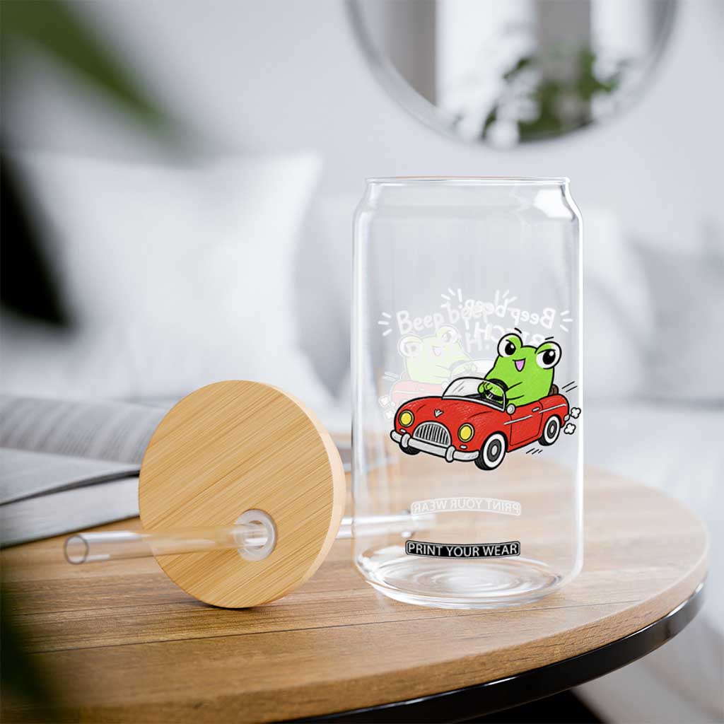 Beep Beep Frog Glass Can Funny Driving Frog Red Convertible Car Graphic TS10 Print Your Wear