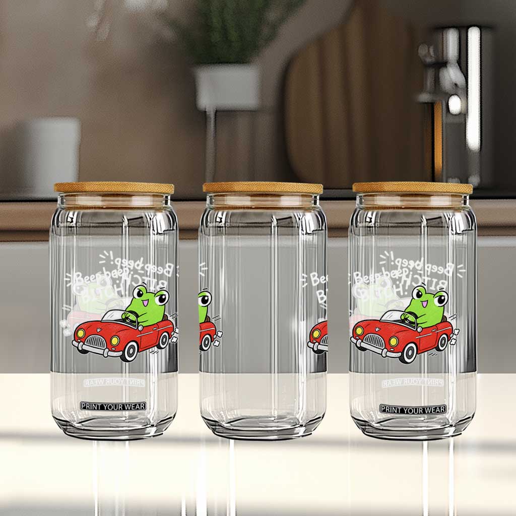 Beep Beep Frog Glass Can Funny Driving Frog Red Convertible Car Graphic TS10 Print Your Wear