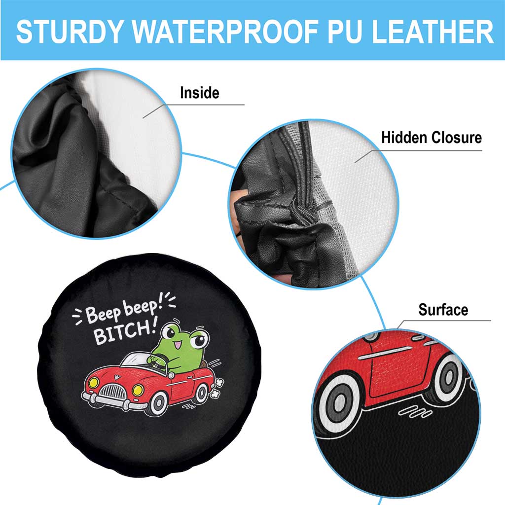 Beep Beep Frog Spare Tire Cover Funny Driving Frog Red Convertible Car Graphic TS10 Print Your Wear