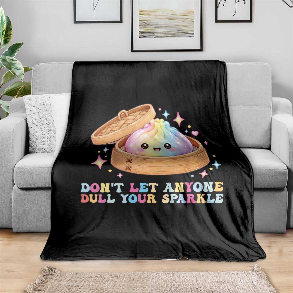 Dont Let Anyone Dull Your Sparkle Cute Rainbow Dumpling Squishy Graphic Throw Blanket TS10 Print Your Wear