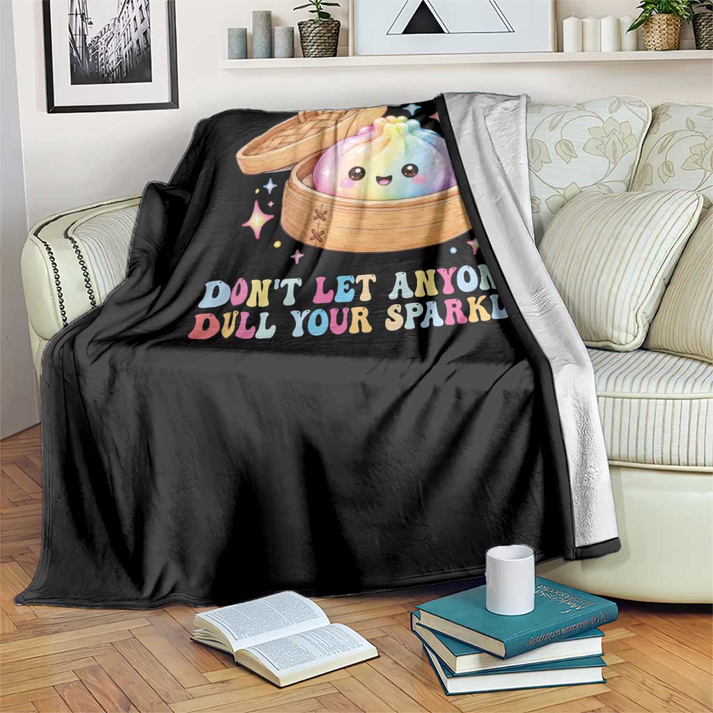 Dont Let Anyone Dull Your Sparkle Cute Rainbow Dumpling Squishy Graphic Throw Blanket TS10 Print Your Wear