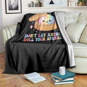 Dont Let Anyone Dull Your Sparkle Cute Rainbow Dumpling Squishy Graphic Throw Blanket TS10 Print Your Wear