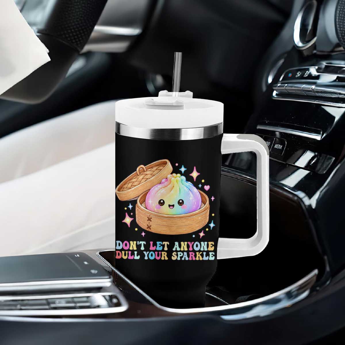 Dont Let Anyone Dull Your Sparkle Cute Rainbow Dumpling Squishy Graphic Tumbler With Handle TS10 Print Your Wear