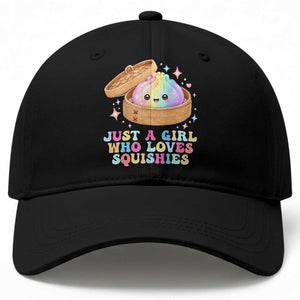 Just A Girl Who Loves Squishies Baseball Cap Cute Rainbow Dumpling Squishy Graphic TS10 Print Your Wear