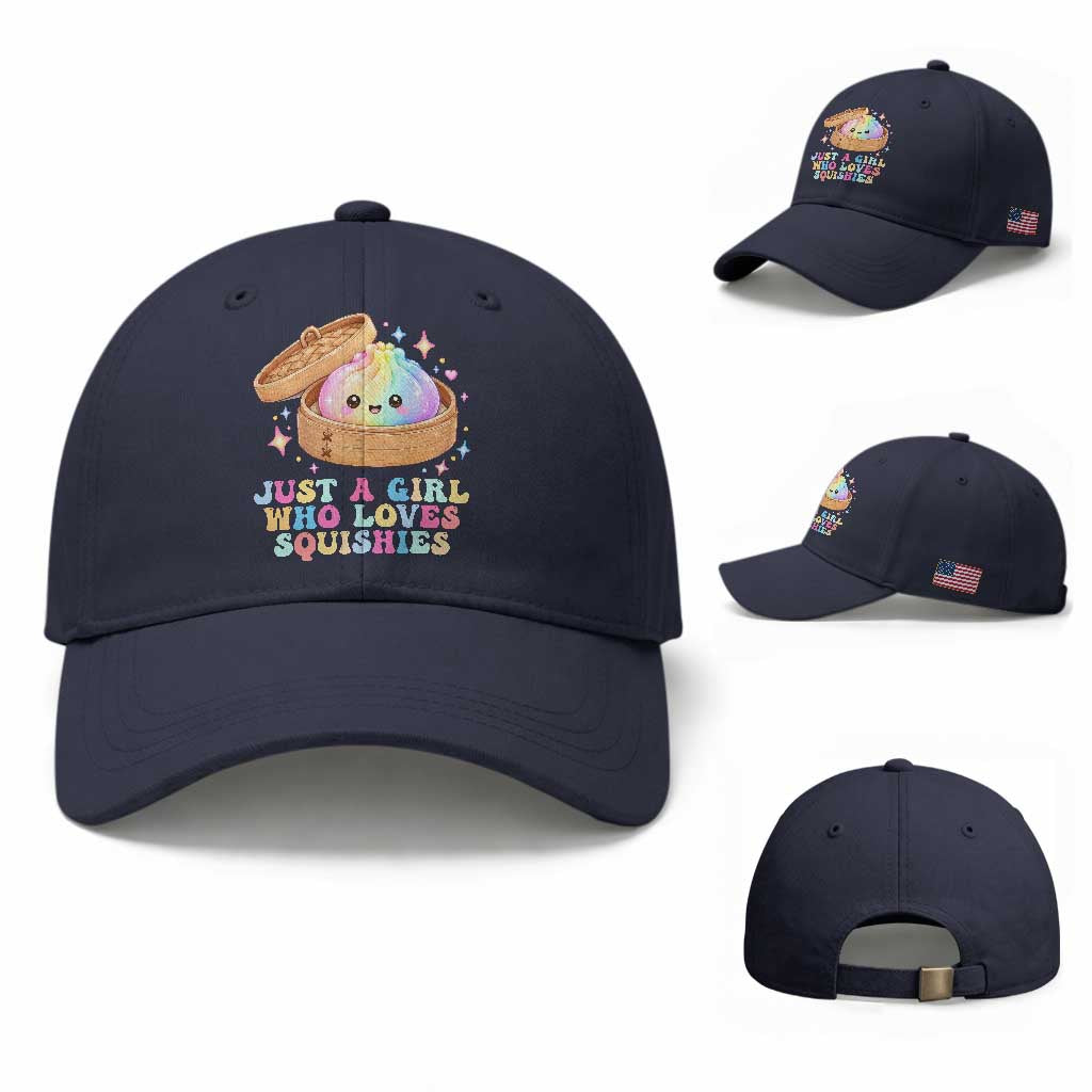 Just A Girl Who Loves Squishies Baseball Cap Cute Rainbow Dumpling Squishy Graphic TS10 Baseball Cap Universal Fit Navy Print Your Wear