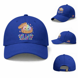 Just A Girl Who Loves Squishies Baseball Cap Cute Rainbow Dumpling Squishy Graphic TS10 Baseball Cap Universal Fit Royal Blue Print Your Wear
