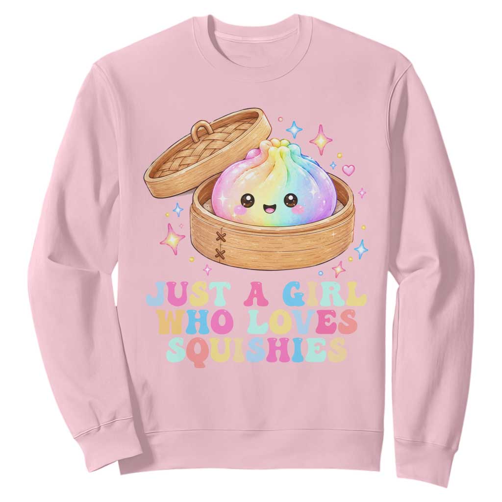Just A Girl Who Loves Squishies Sweatshirt Cute Rainbow Dumpling Squishy Graphic TS10 Light Pink Print Your Wear