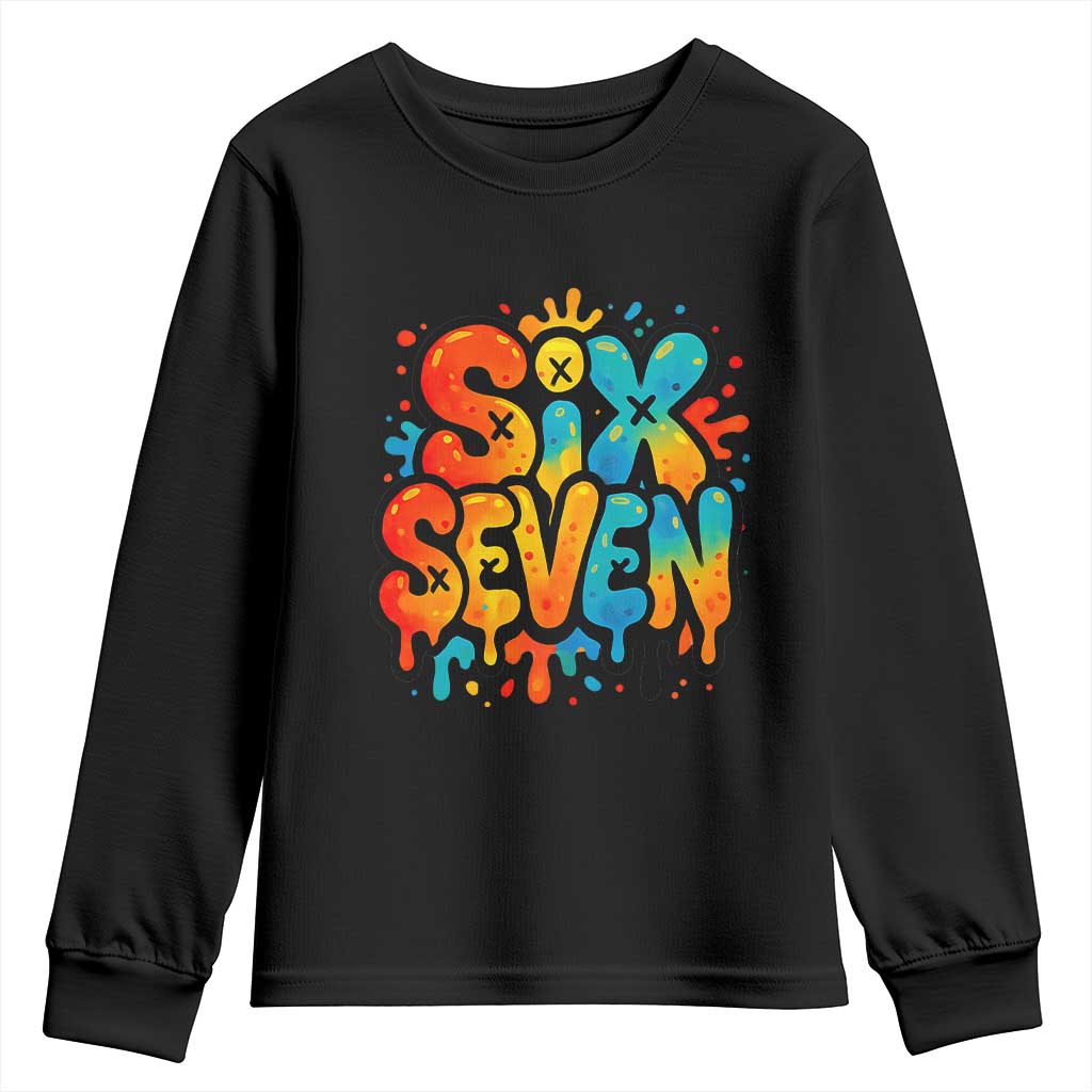 Fun Six Seven Graffiti Youth Sweatshirt Funny 67 Meme Gen Alpha Slang Streetwear Hip Hop TS10 Black Print Your Wear