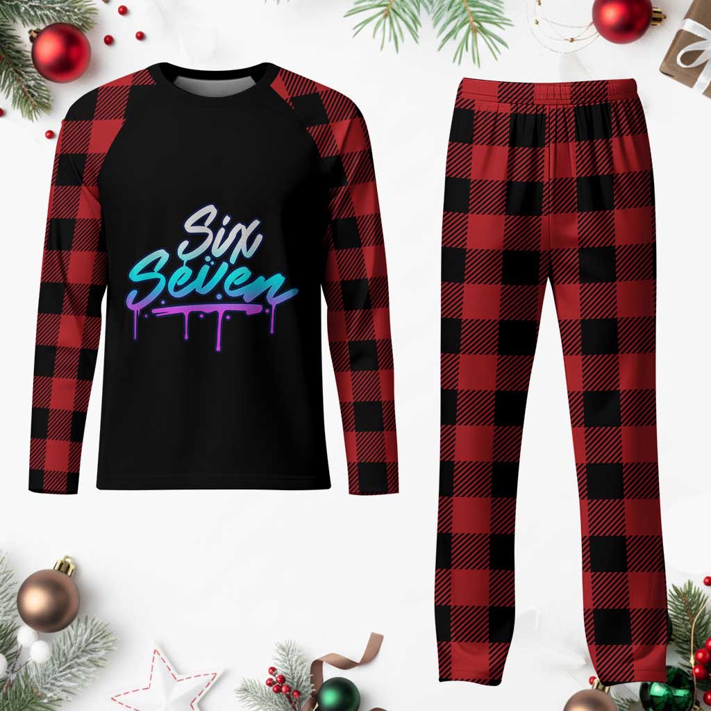 Fun Six Seven Plaid Pajama Set Funny 6 7 Meme Gen Alpha Slang Streetwear Gradient TS10 Buffalo Plaid Print Your Wear