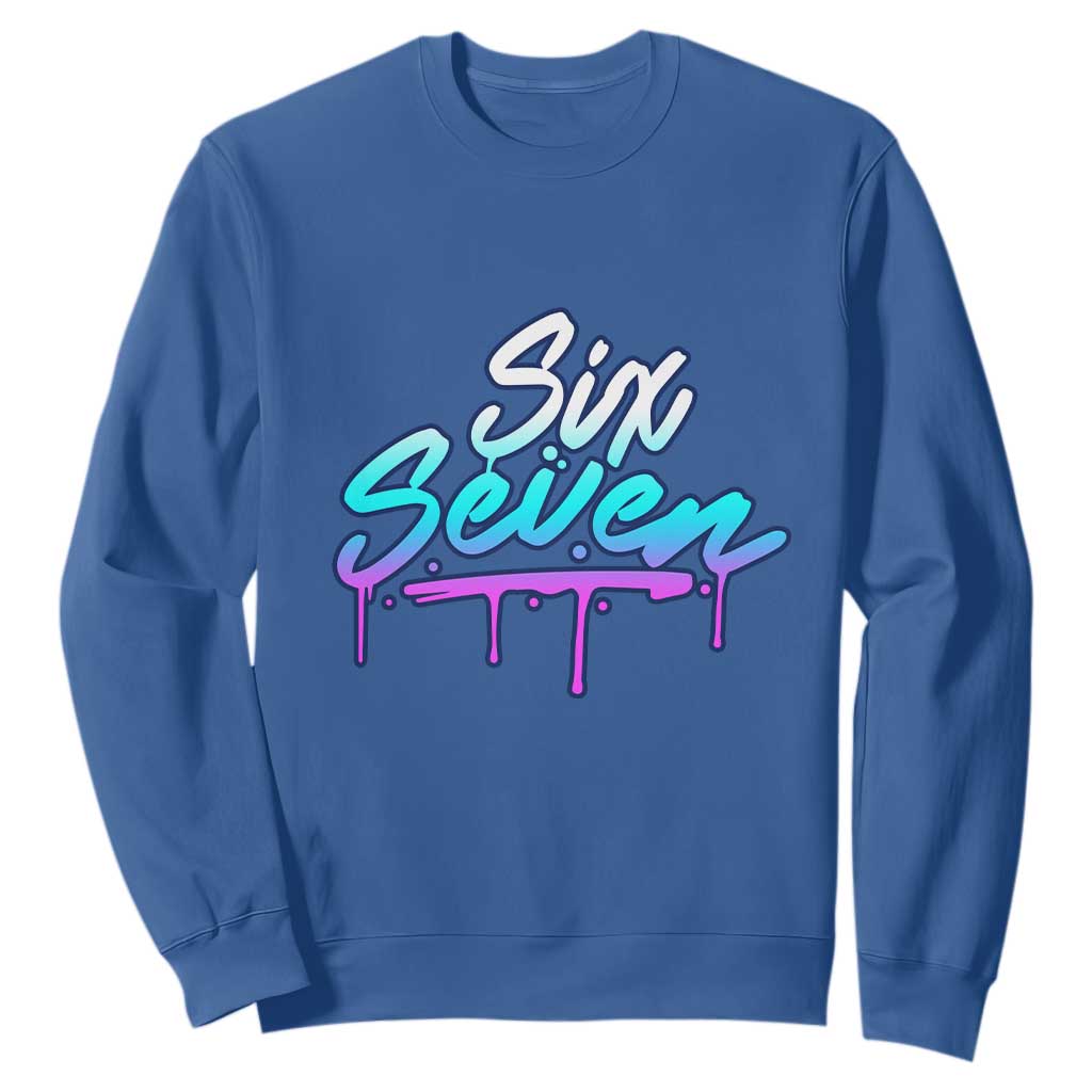 Fun Six Seven Sweatshirt Funny 6 7 Meme Gen Alpha Slang Streetwear Gradient TS10 Royal Blue Print Your Wear