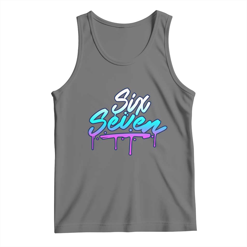 Fun Six Seven Tank Top Funny 6 7 Meme Gen Alpha Slang Streetwear Gradient TS10 Black Heather Print Your Wear