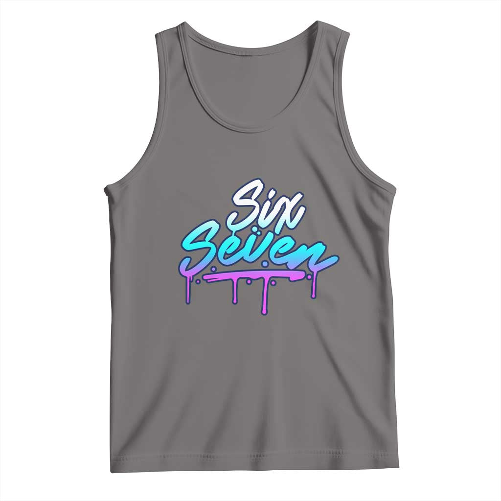 Fun Six Seven Tank Top Funny 6 7 Meme Gen Alpha Slang Streetwear Gradient TS10 Deep Heather Print Your Wear