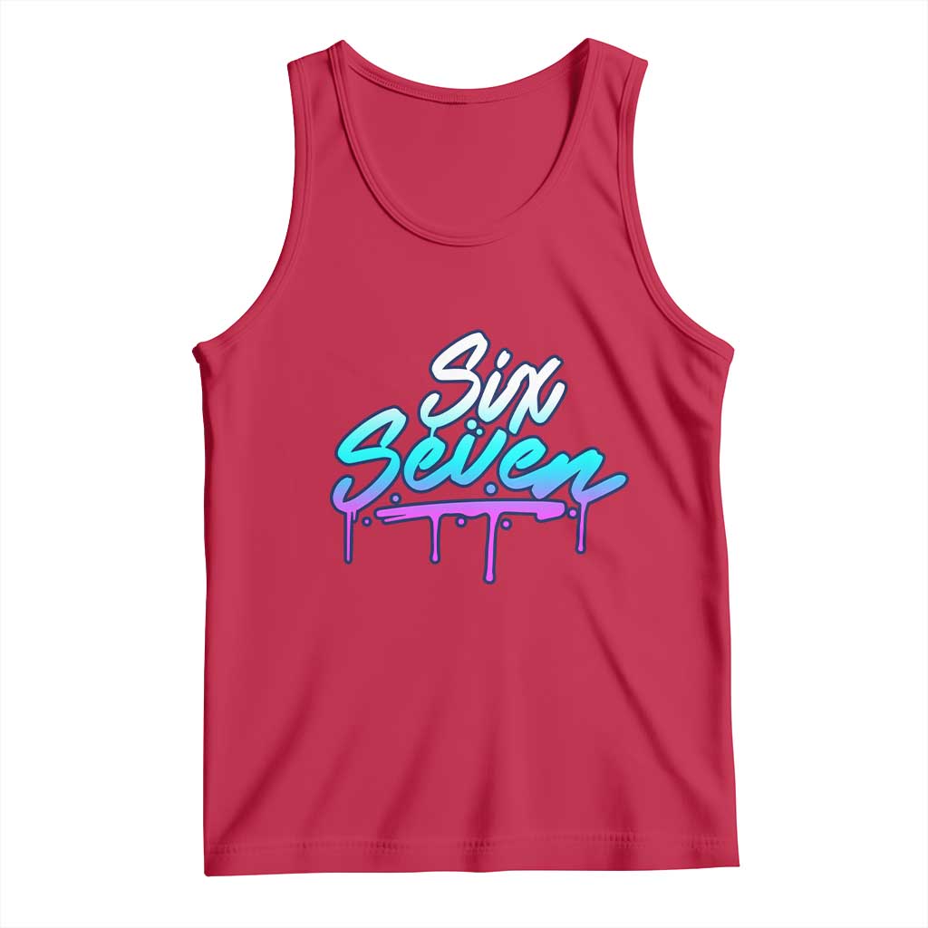 Fun Six Seven Tank Top Funny 6 7 Meme Gen Alpha Slang Streetwear Gradient TS10 Red Print Your Wear