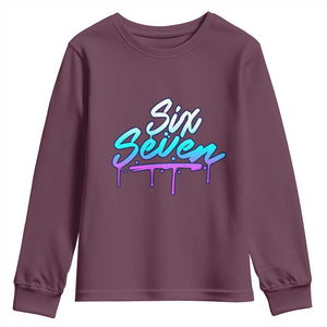 Fun Six Seven Youth Sweatshirt Funny 6 7 Meme Gen Alpha Slang Streetwear Gradient TS10 Maroon Print Your Wear
