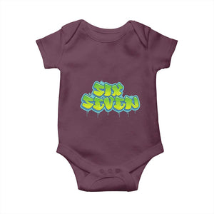 67 Meme Baby Onesie Six Seven Funny Gen Alpha Slang Saying TS10 Maroon Print Your Wear