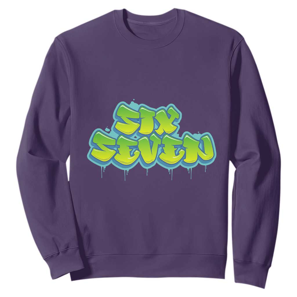 67 Meme Sweatshirt Six Seven Funny Gen Alpha Slang Saying TS10 Purple Print Your Wear