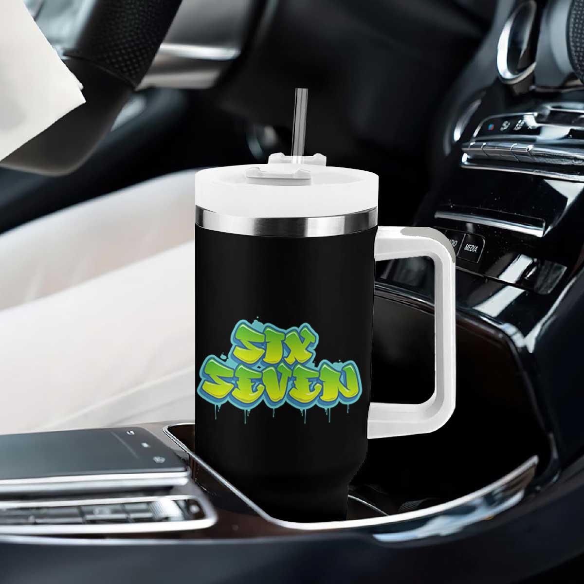 67 Meme Tumbler With Handle Six Seven Funny Gen Alpha Slang Saying TS10 Print Your Wear