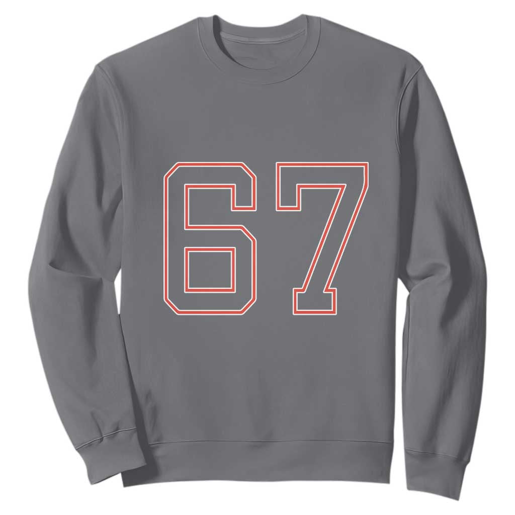 Number 67 Meme Sweatshirt Funny Six Seven Varsity Sports Team Jersey TS10 Charcoal Print Your Wear