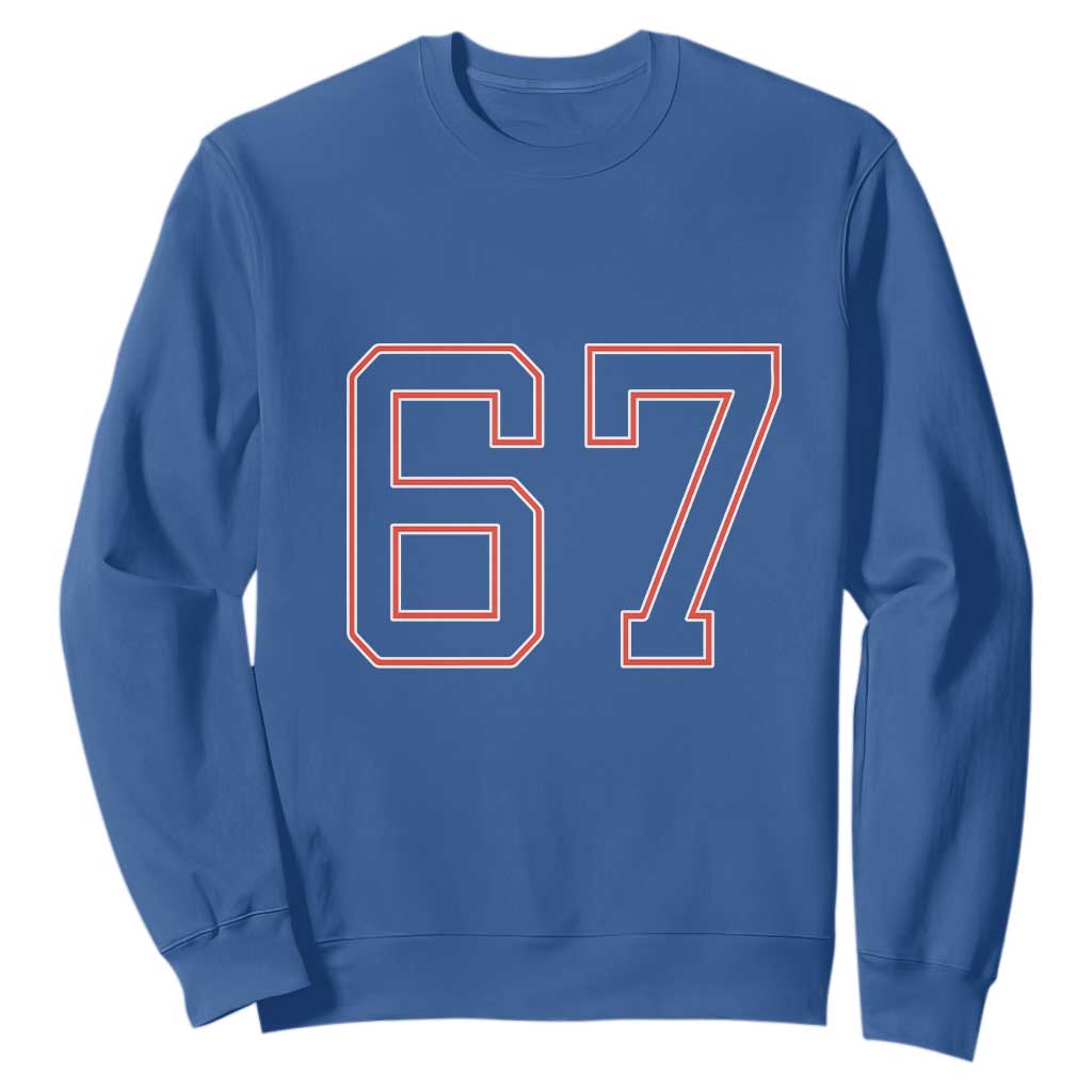 Number 67 Meme Sweatshirt Funny Six Seven Varsity Sports Team Jersey TS10 Royal Blue Print Your Wear